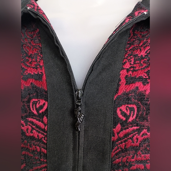 DRAPERS & DAMONS Christmas Party XL Holiday Black Red Patterned Blazer Jacket - Picture 5 of 9